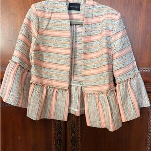Dolce Cabo Peach-Striped Peplum Blazer